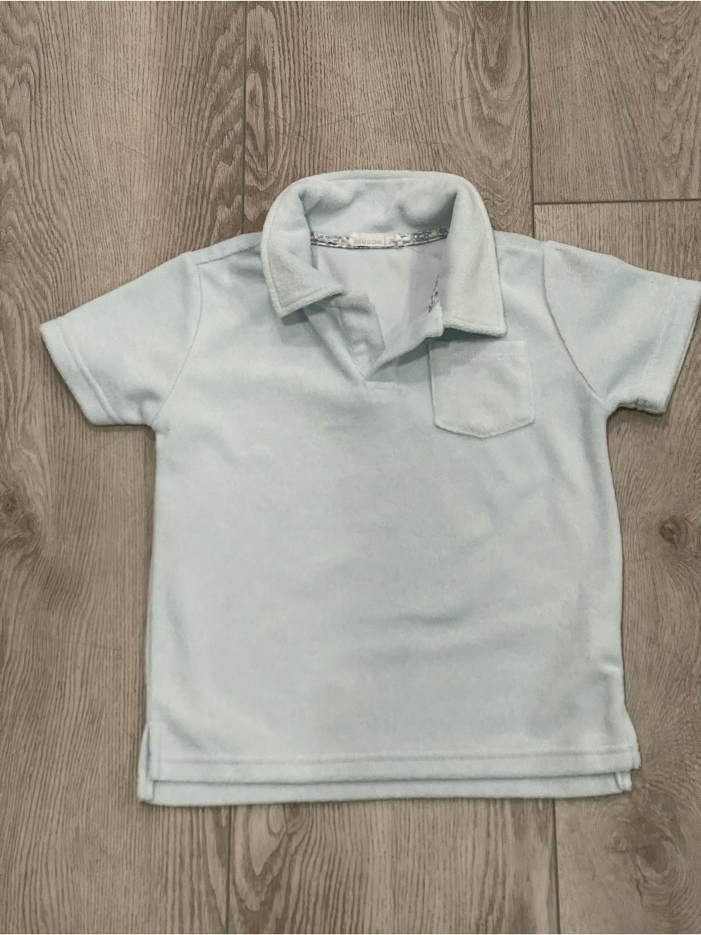 Minnow boys light blue french terry polo, size 5/6T GUC